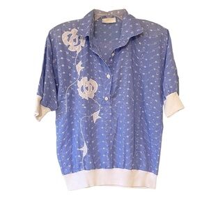 Vintage Eyelit Embroidered Blouse High Ectane Designs Sz Small